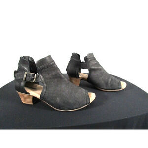 Collection by Clarks Black Perforated Nubuck Leather Bootie Sandals Sz 8 Wide